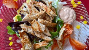 Salad with Strips of Chicken by almostpaleo.org